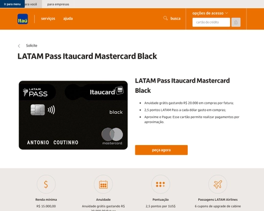 Cartão de Crédito LATAM Black Master Logo