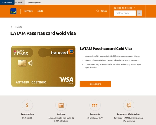 Cartão de Crédito LATAM Gold Visa Logo